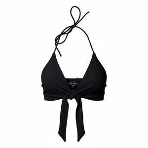 White Fox Boutique Black Ribbed Tie-Front Halter Crop Top